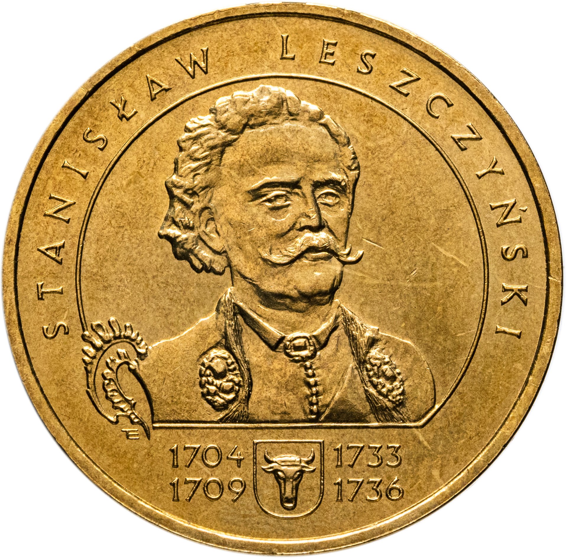 Польша 2 злотых zlote 2003 "Польские Короли - Станислав I Лещинский 1704-1709; 1733-1736", Латунь, в сохранности UNC