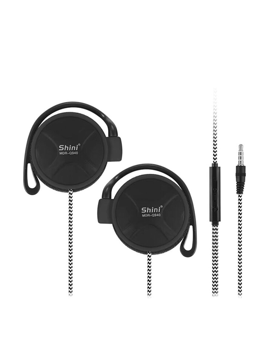 SHINI MDR-Q940 с микрофоном 3.5 мм, черный, наушники проводные для спорта