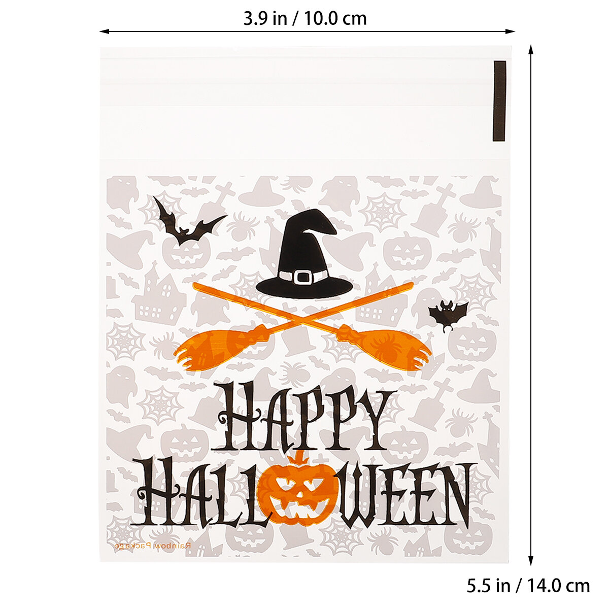 300 Штук Прозрачных Мешочков Для Конфет С При黏 Halloween Рисунком 14X10Cm