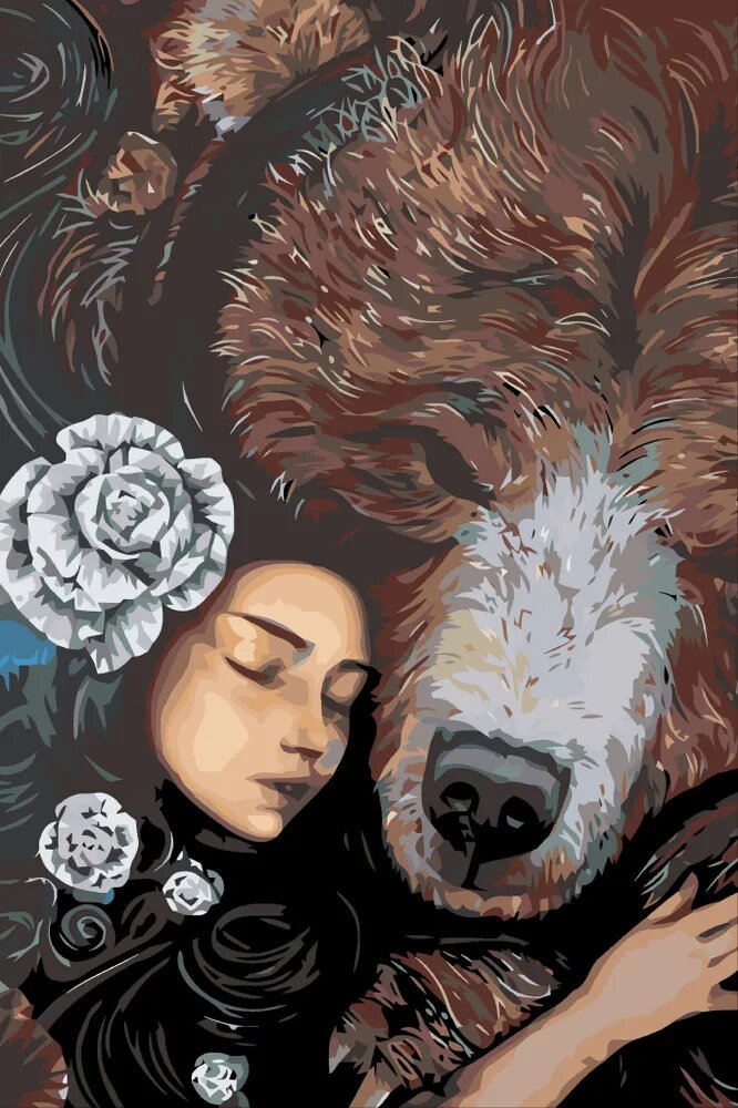 Картина по номерам Девочка и медведь / Gigl with a bear холст на подрамнике