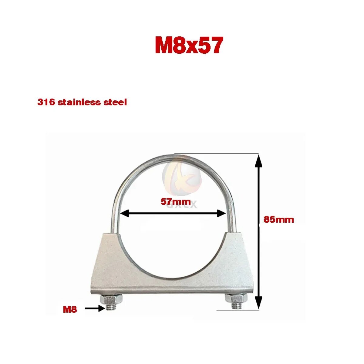 Хомут M8x57 из нержавеющей стали 316