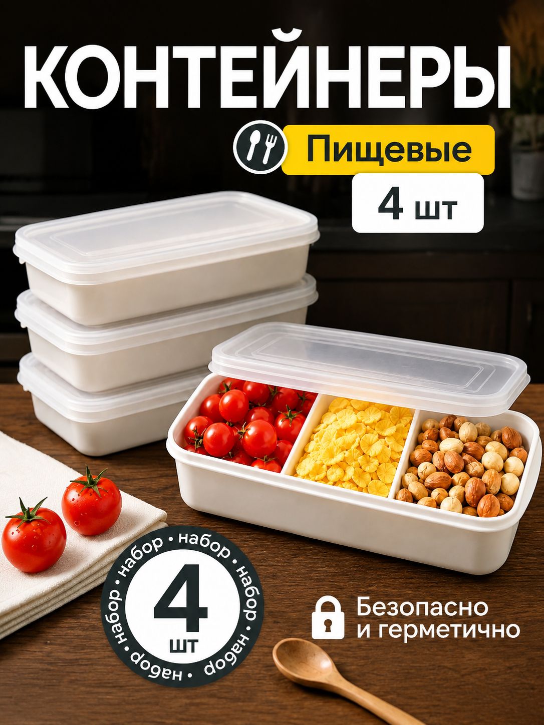 Крышка для гастроемкости 800 мл 4 шт пластик.