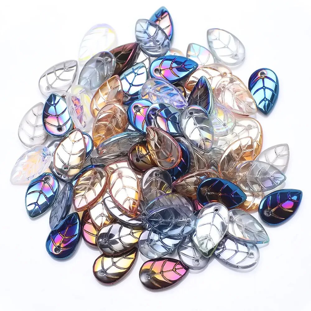 Бусины стеклянные, крылья бабочки, 10x18mm, mix, 20шт