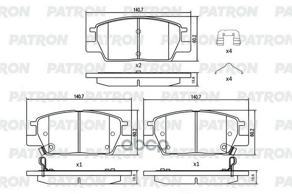 Колодки тормозные дисковые пер. CHEVROLET Malibu / Equinox 17- (16 / brake J60 / торм. диск 300 мм) PATRON арт. PBP334
