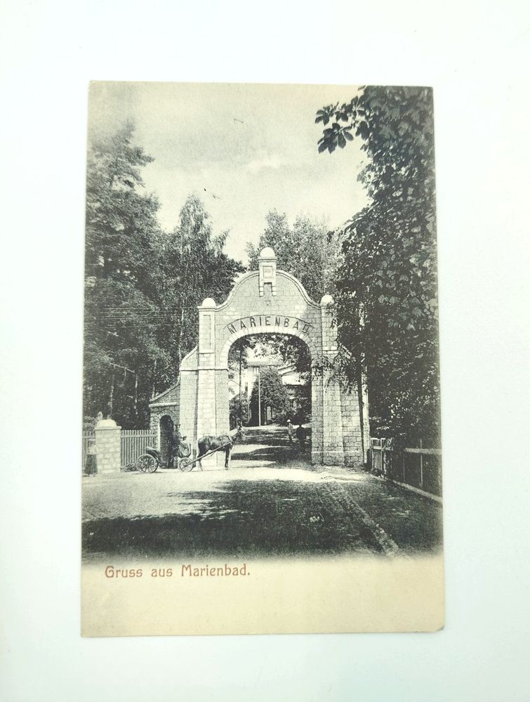 Открытка винтажная "Привет из Мариенбада/Gruss aus Marienbad". 14х9см