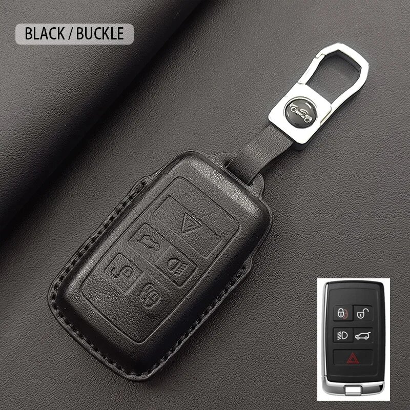 Кожаный чехол для ключей Land Rover Black/Buckle