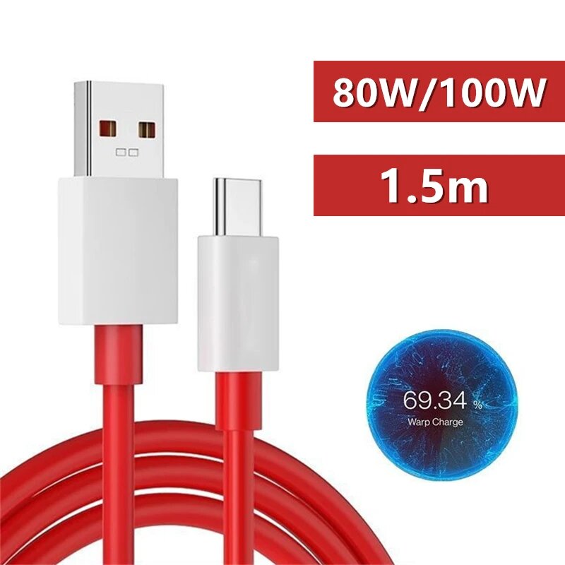 80 Вт 100 Вт USB-кабель для быстрой зарядки SuperVOOC типа C для OnePlus 7T 8 9RT 10 Pro 10R 11 11R 12 Nord 2T 3 CE 2 3 Lite N300 Ace 2 2V