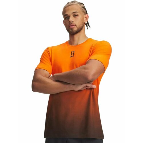 фото Футболка спортивная under armour ua m hoops triple logo ss, размер md, оранжевый