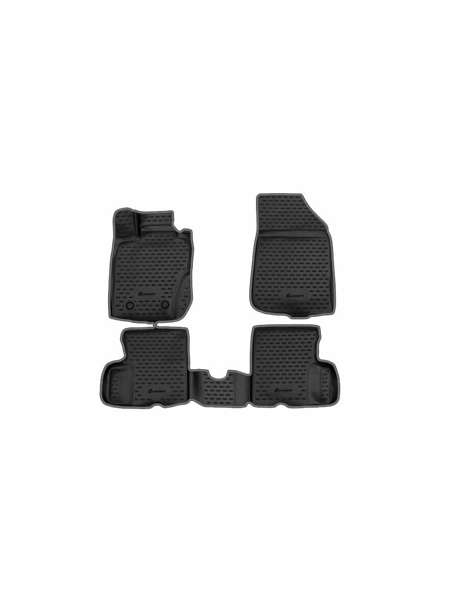 Коврики 3D в салон NISSAN Terrano, 2014-2016, 4WD, 4 шт. (черный кант, полиуретан) / Ниссан Террано