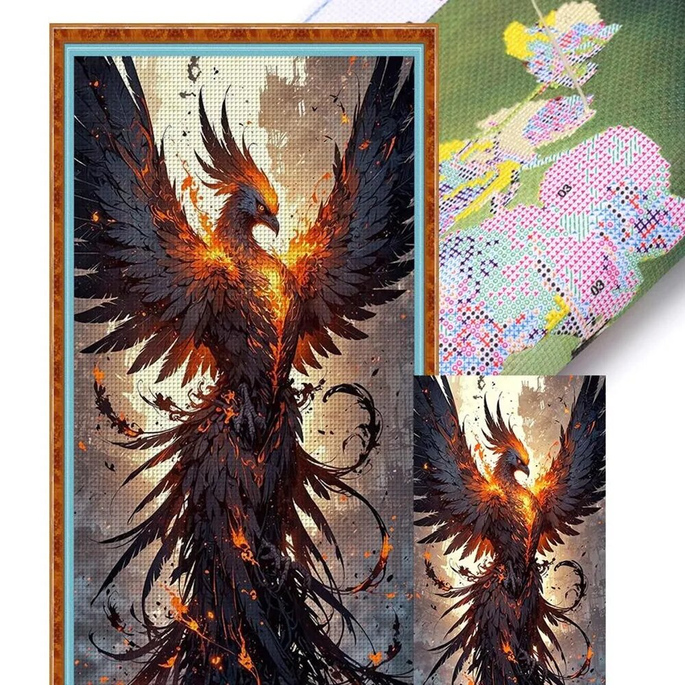 Вышивка крестом животные Феникс, набор с нитками хлопковыми, 40x70 см