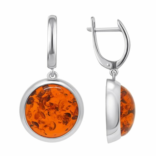 фото Серьги яхонт, серебро, 925 проба, янтарь, , коричневый