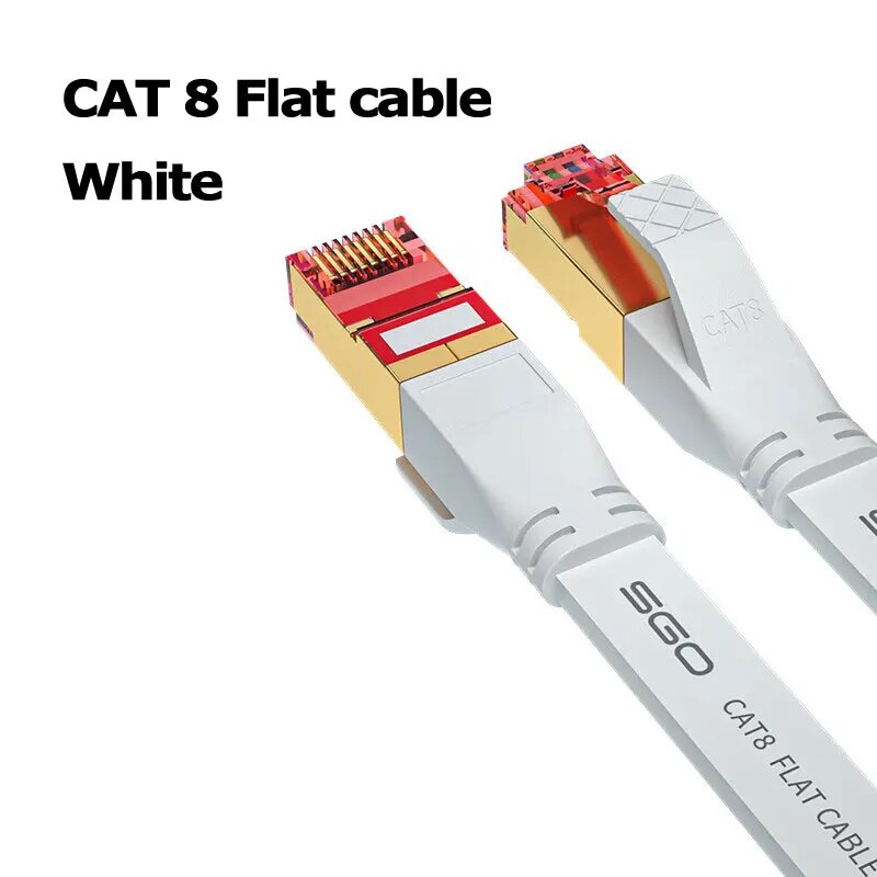 Cat 8 Flat кабель Ethernet, белый, 1m