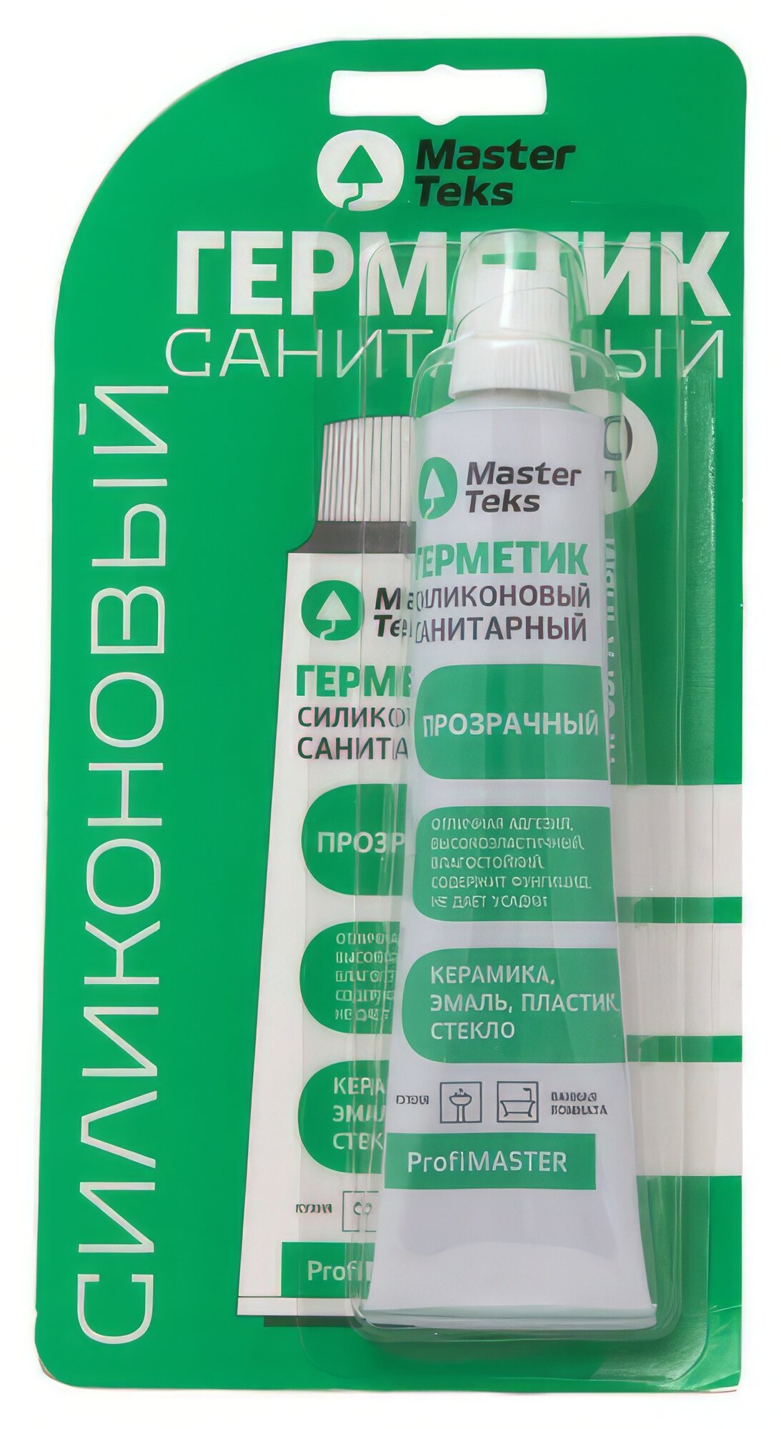 Герметик силиконовый MASTERTEKS PM санитарный бесцветный 80мл