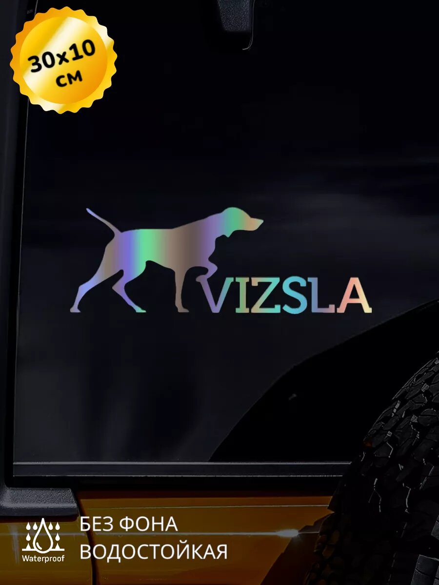 Наклейка на авто Vizsla Венгерская Выжла 3D Хром 30Х10 см