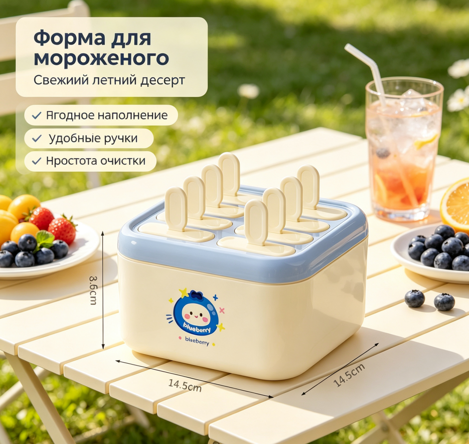 Форма для мороженого на 8 порций, домашняя форма для фруктового льда, пищевой пластик, лёгкое извлечение