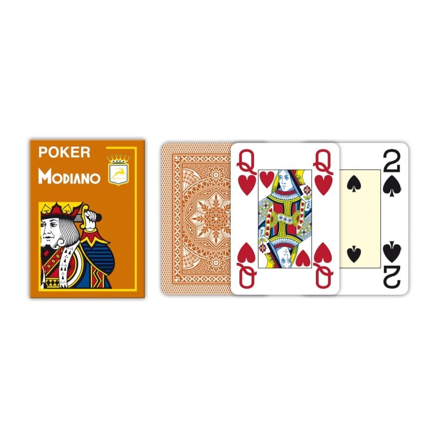 Игральные карты Modiano 4 Jumbo Index Poker, коричневый