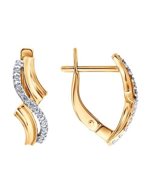 Серьги красное золото, 585 проба, фианит