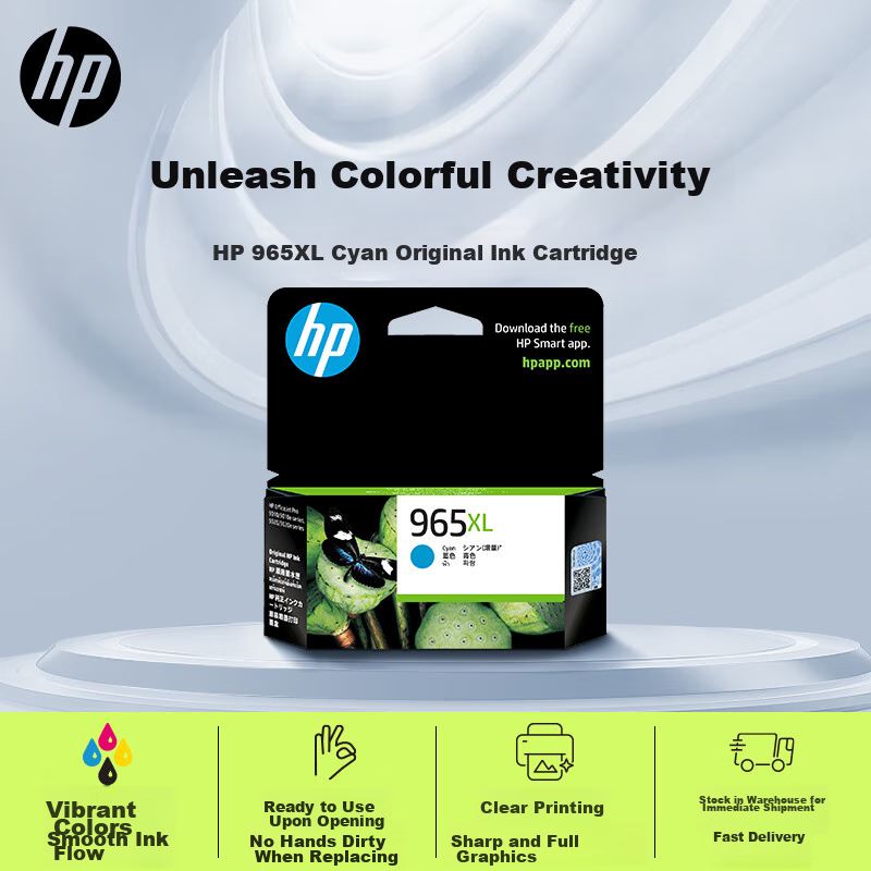 HP 965XL Оригинальная голубая чернильная подушка для принтеров HP 9010 9019 9020 XL высокая емкость