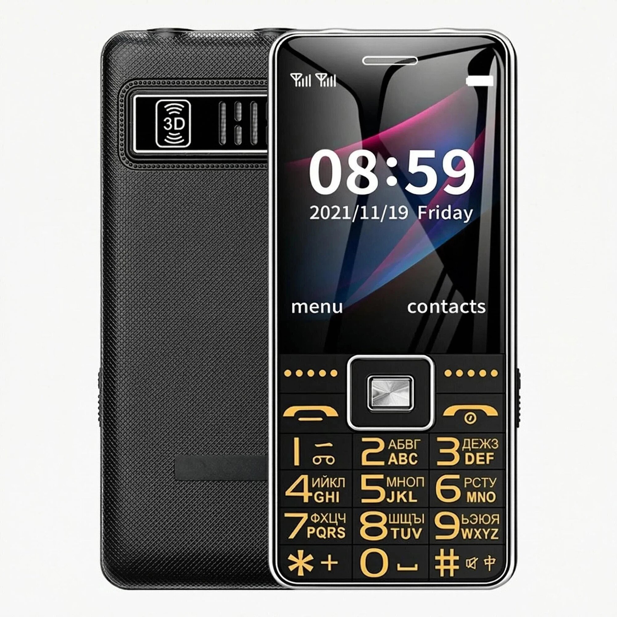 Черный GSM 2G телефон G600 с двумя SIM, SOS, 6800 мАч