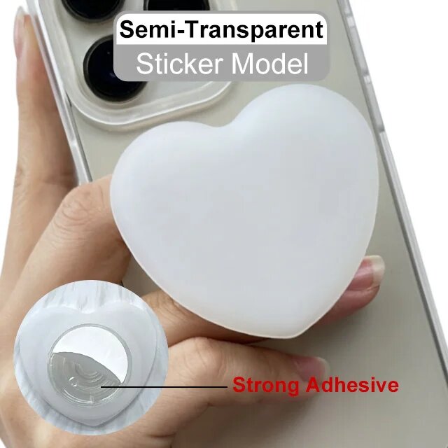 Силиконовый Держатель Для Телефона Grippopso В Форме Сердца Белый, Semi-transparent
