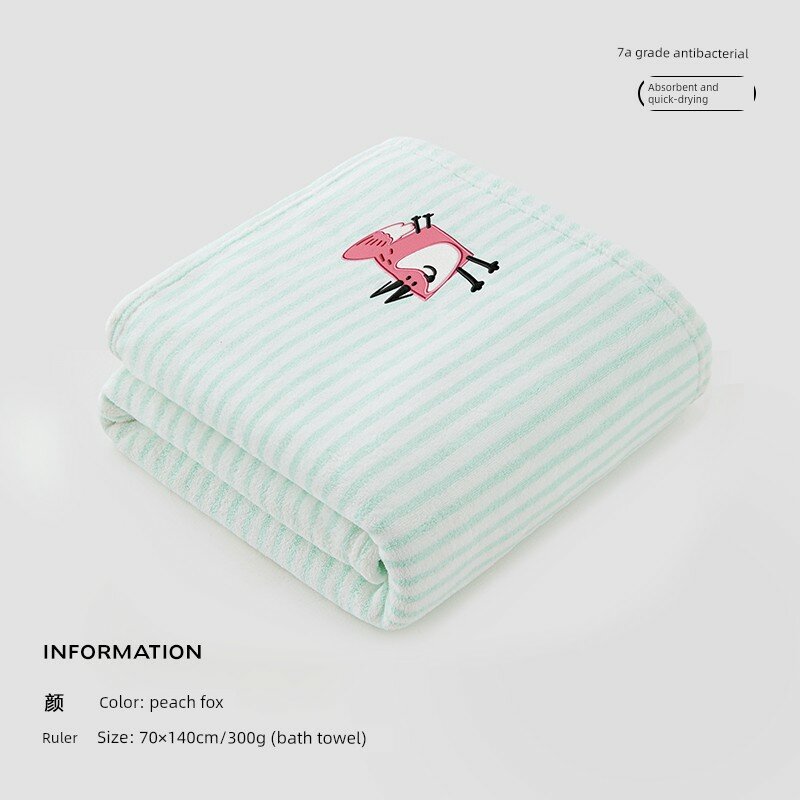 Полотенце для душа Miniso Peach Fox Kit 70x140 см, 100% хлопок, быстро сохнет, антибактериальное 7А, для взрослых