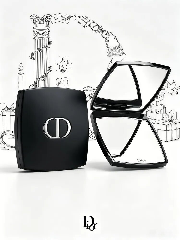 Dior Зеркало карманное, 7.5 см х 2.5 см, 1 шт