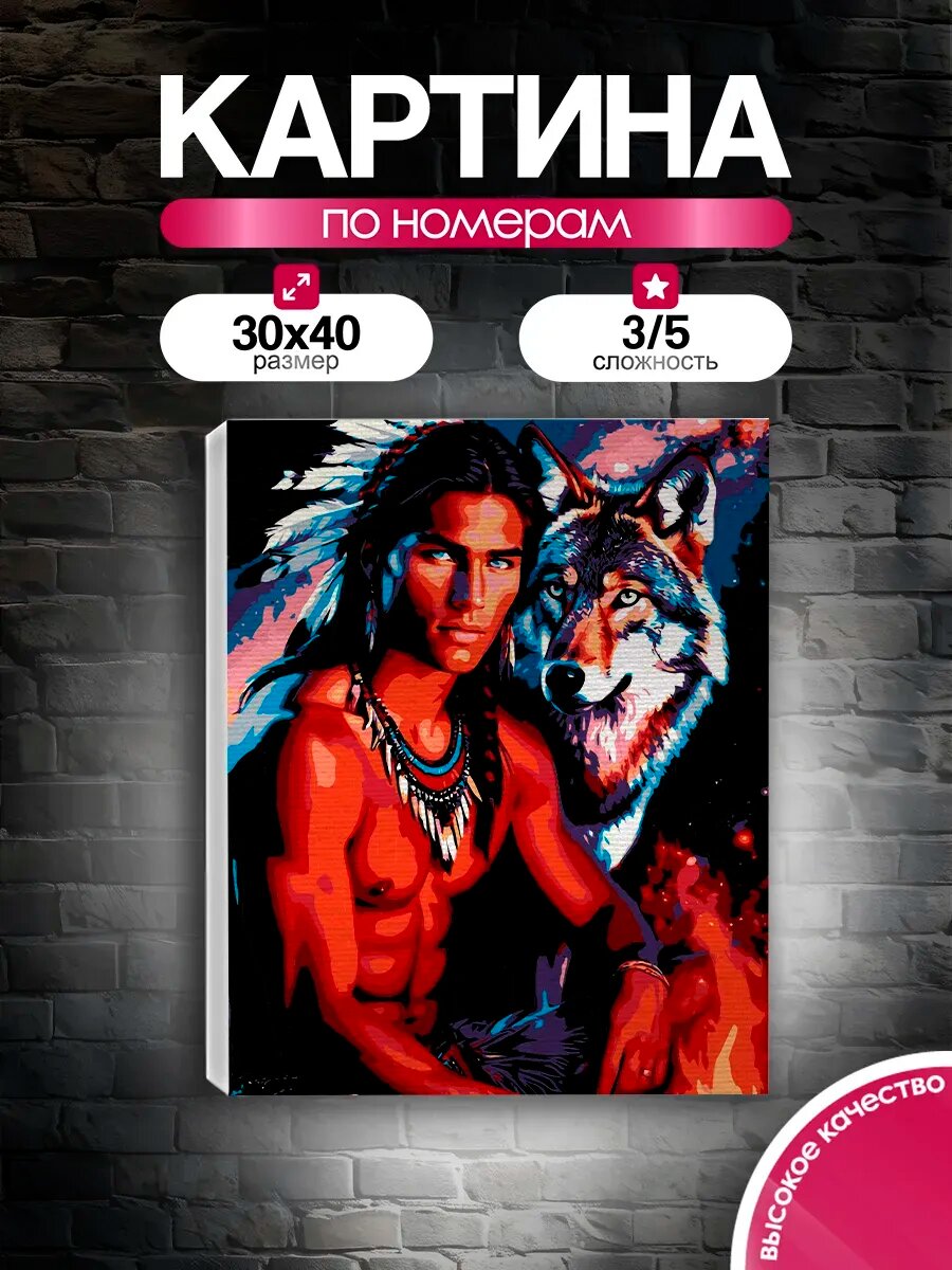 Картина по номерам 30x40 Дух волка