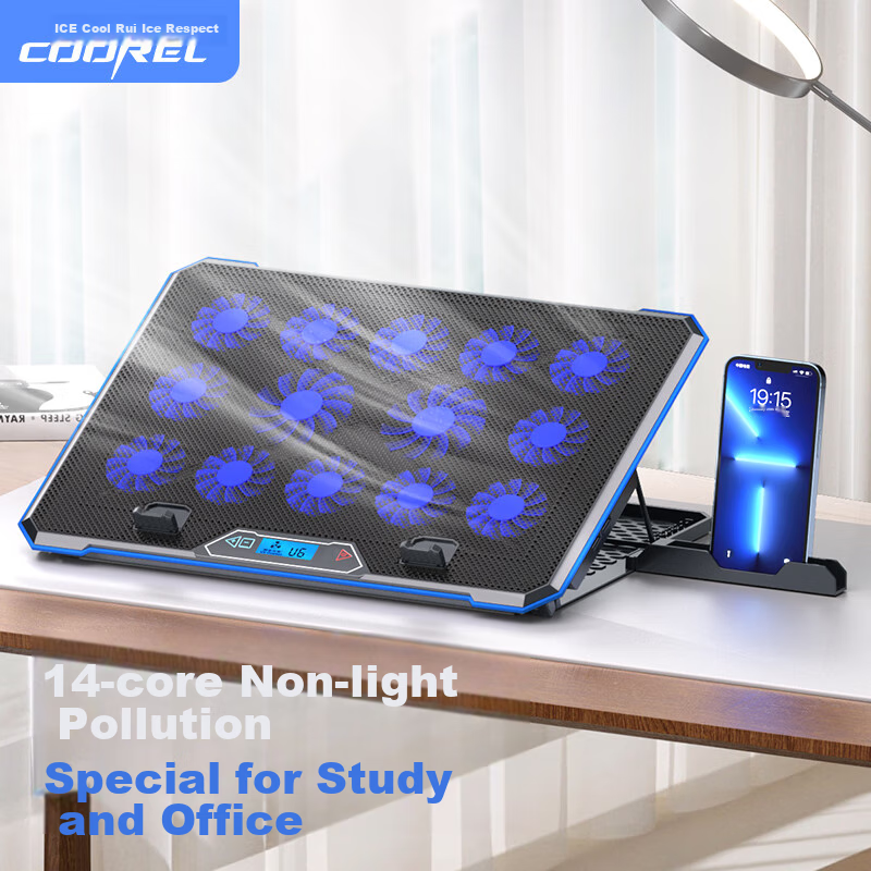 ICE COOREL K15C Охлаждающая подставка для ноутбука 17.3 дюйма, высокая стойка с 14-ядерным тихим воздушным охлаждением