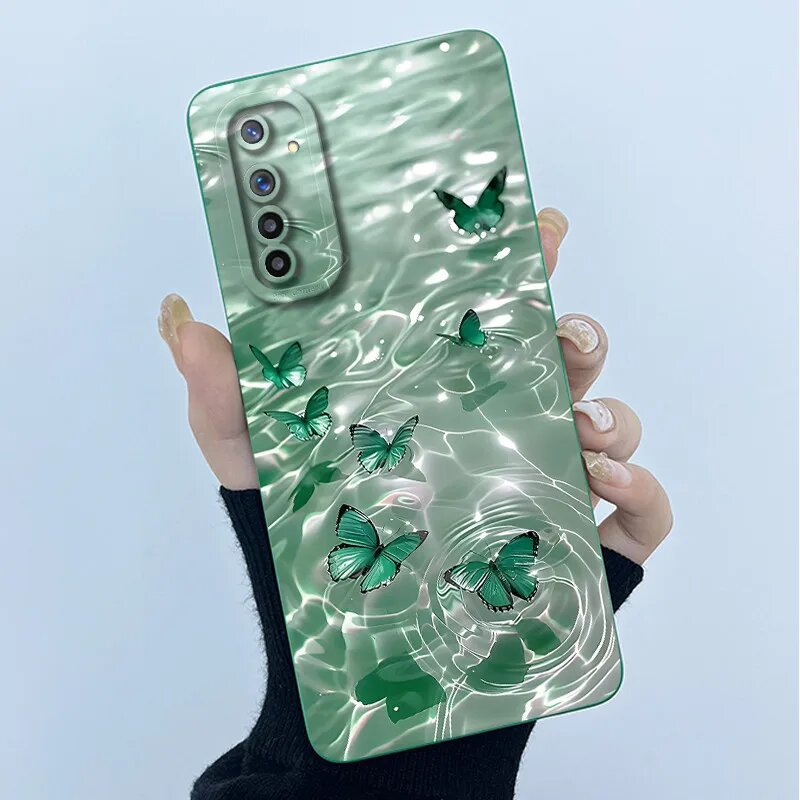 Чехол Realme 6, зеленый, LU-TYLU1002, бабочки