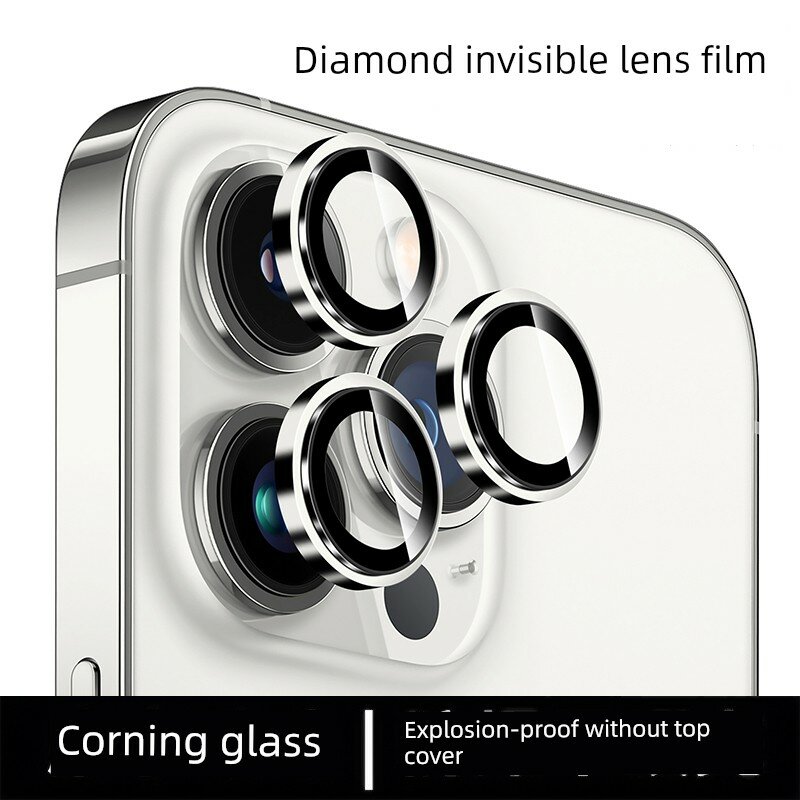 Защитная пленка для камеры iPhone 15 Pro с стеклом Corning, серебристый титановый оттенок, одиночная защита объектива