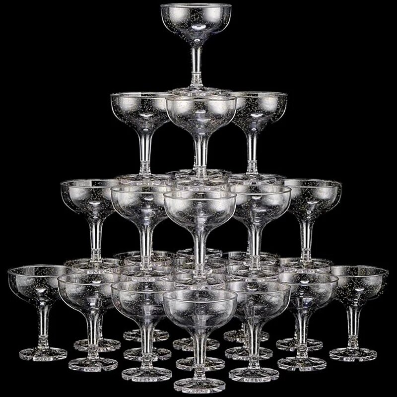Бокалы для шампанского Four-Tier, Серебряный, Gold Glitter