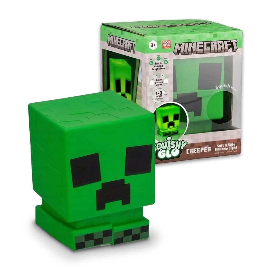 Настольный светильник Paladone Minecraft Creeper Squishy Glo, зеленый, 15 см
