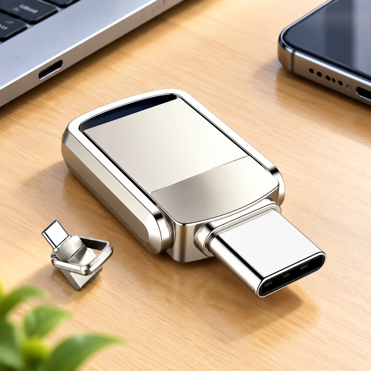USB-накопитель Type-C 2ТБ, OTG (Цвет товара: серебристый)