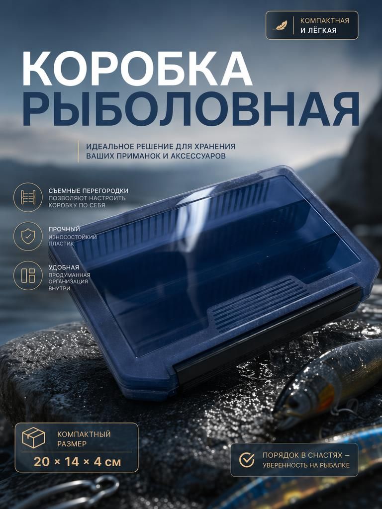 Коробка рыболовная, органайзер для рыбалки, 20 х 14 х 4 см