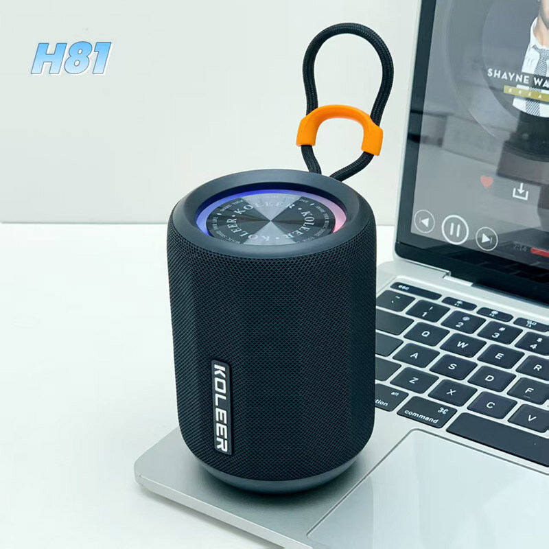 Koleer H81 Портативная Bluetooth колонка с глубоким басом, беспроводная с TF-картой, радио, TWS, подарок, черный