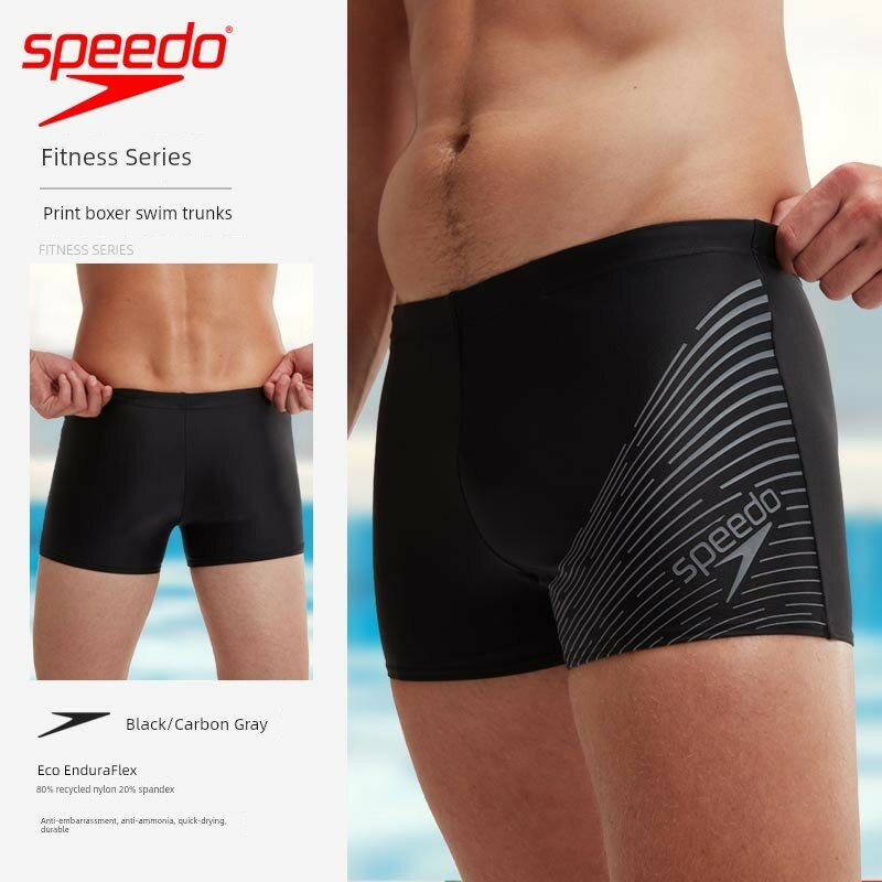 Спортивные плавки Speedo для мужчин с антихлориновым покрытием, эластичные, с принтом и защитой от солнца,