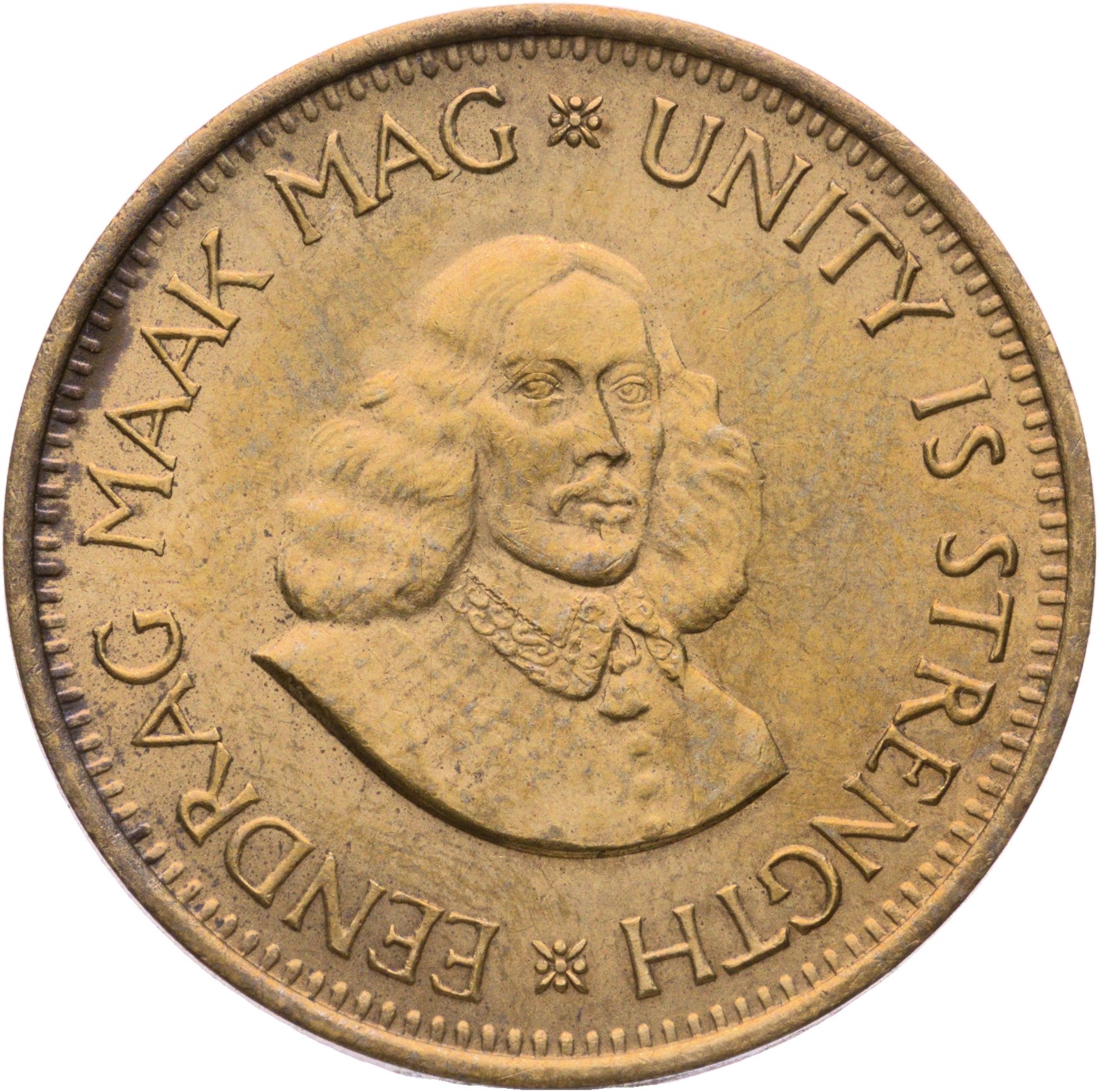 ЮАР 1/2 цента cent 1964, Латунь, в сохранности AU