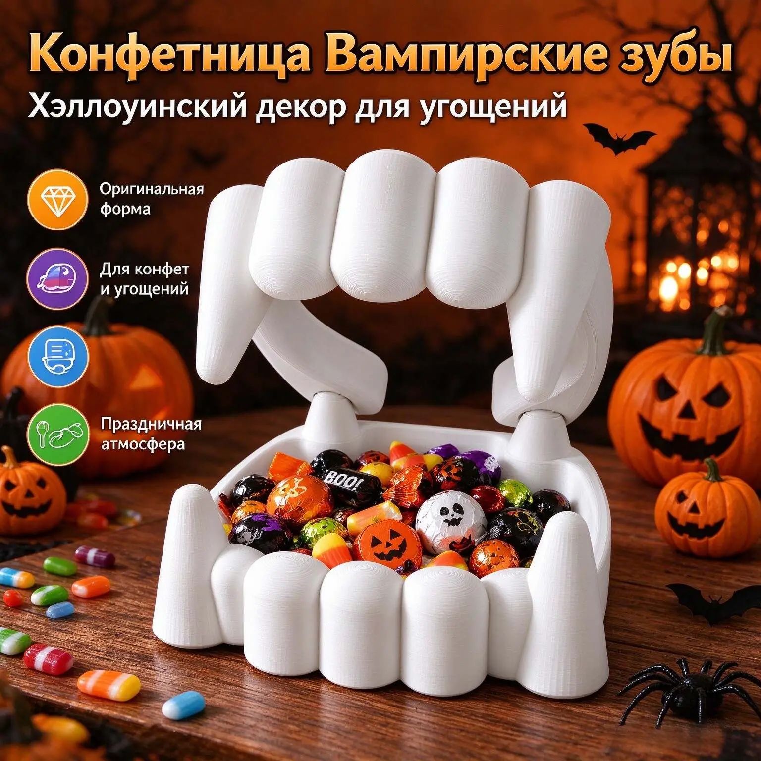 Декоративная миска для конфет Хэллоуин, вампир, Артикул: 5977137759