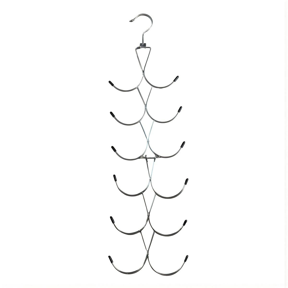 Вешалка многоуровневая для хранения разных аксессуаров стандартный размер металлическая черного цвета для домашнего шкафа без дополнительной сборки