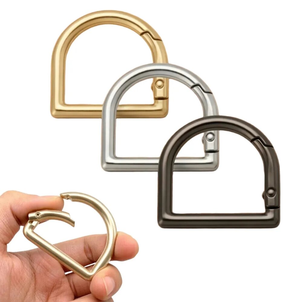 Металлические D-образные карабины 16-32 мм, серебристые, inner width 22mm, Light Gold X 10Pcs