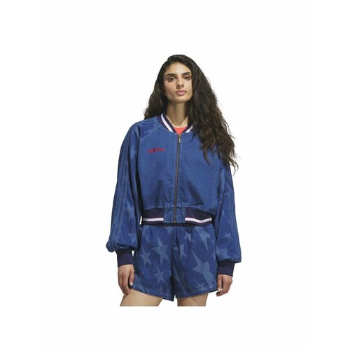 фото Бомбер adidas sst denim graphic varsity bomber jacket w, размер m, синий