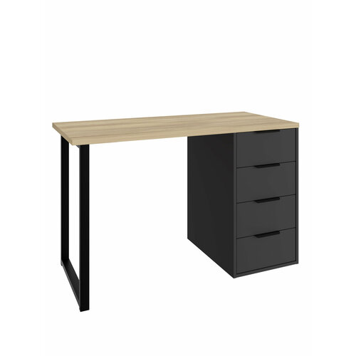 фото Compass стол письменный оптима с-400, 120х76х55, с 4 ящиками, блэквуд ячменный/черный шагрень/блэк, с черной опорой