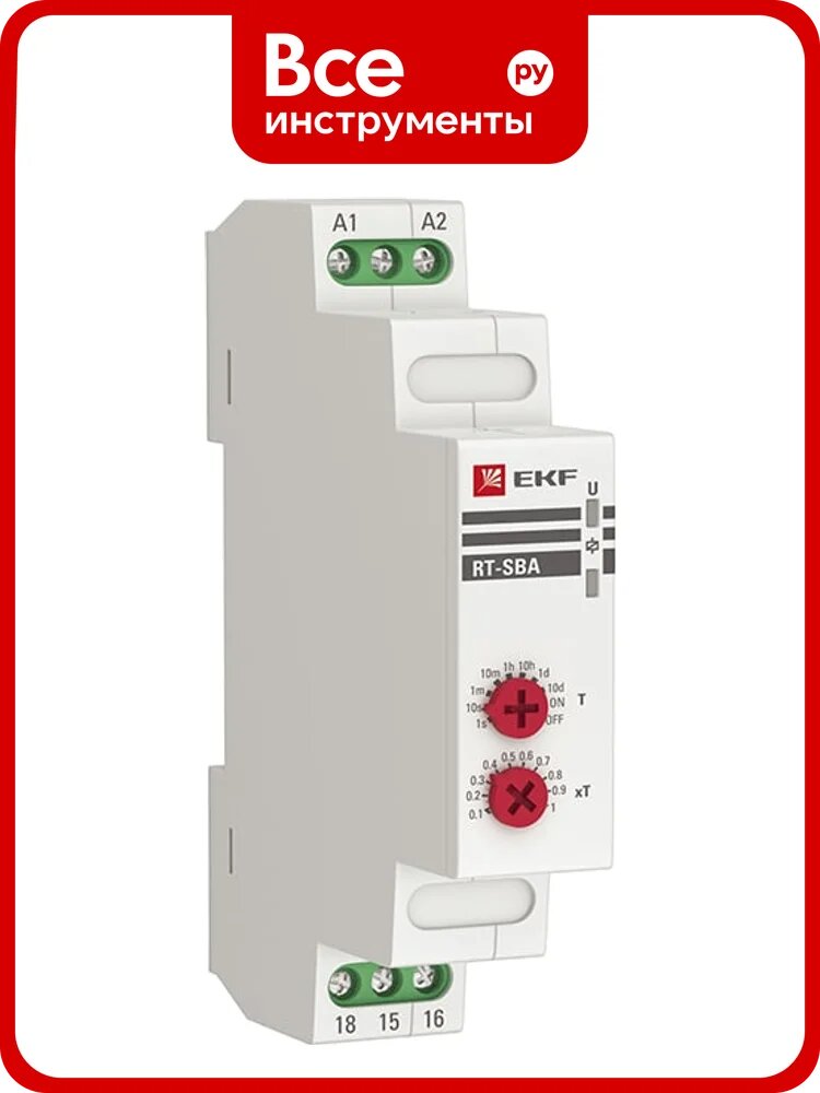 Реле времени EKF PROxima RT-SBA-12-240, на DIN-рейку, электронное, IP20, белый