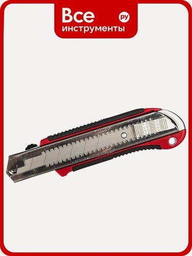 Изображение товара Нож MATRIX MASTER 78959 с стальным лезвием, обрезиненной рукоятью, защелкой фиксирующей лезвие, красно‑черный корпус