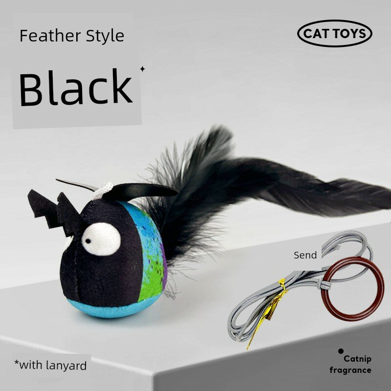 Черный плюшевый звуковой висячий игрушечный жук для кошек - прочный и увлекательный