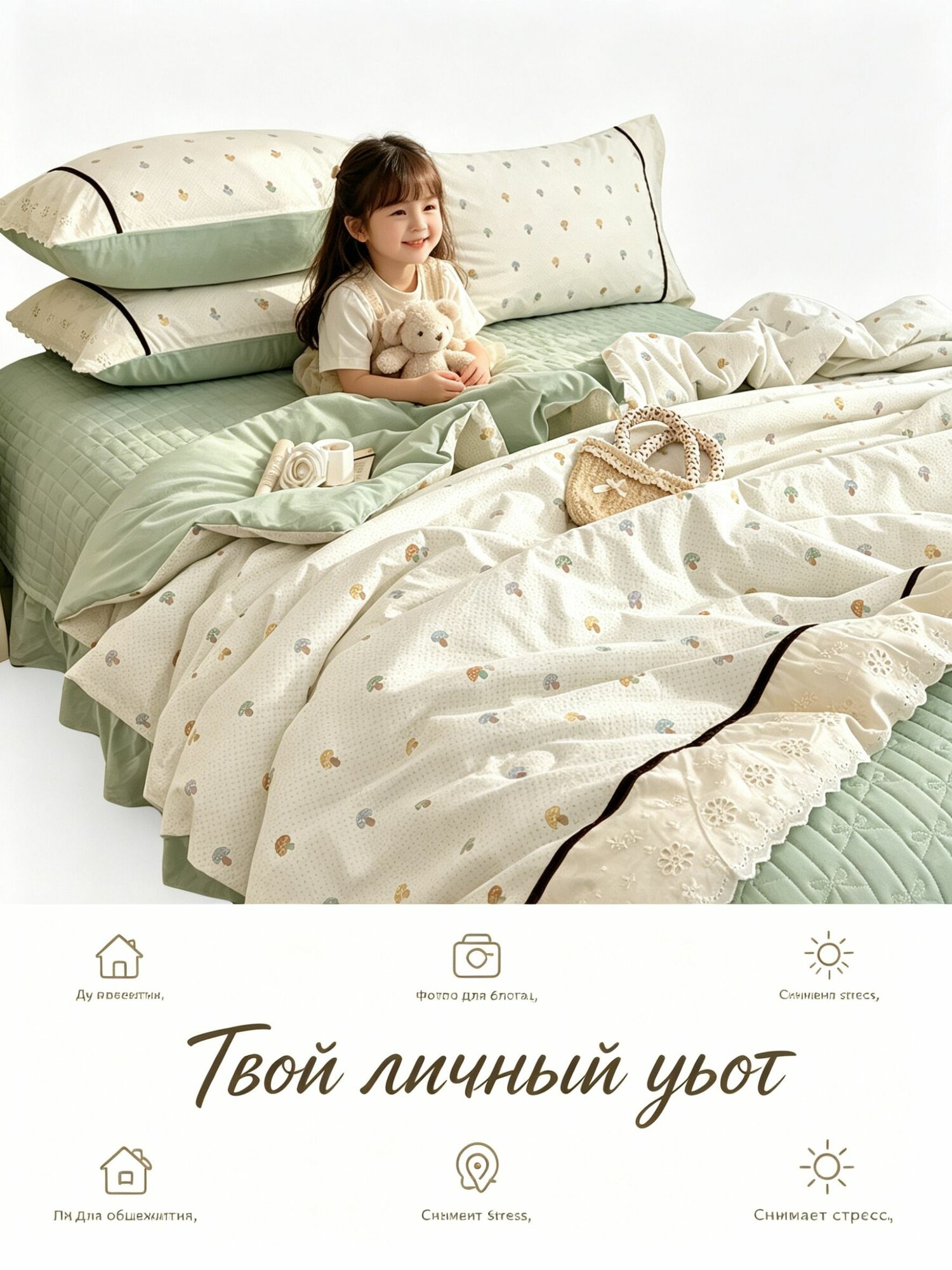 Комплект постельного белья, Микросатин, Двуспальный, наволочки 50x70