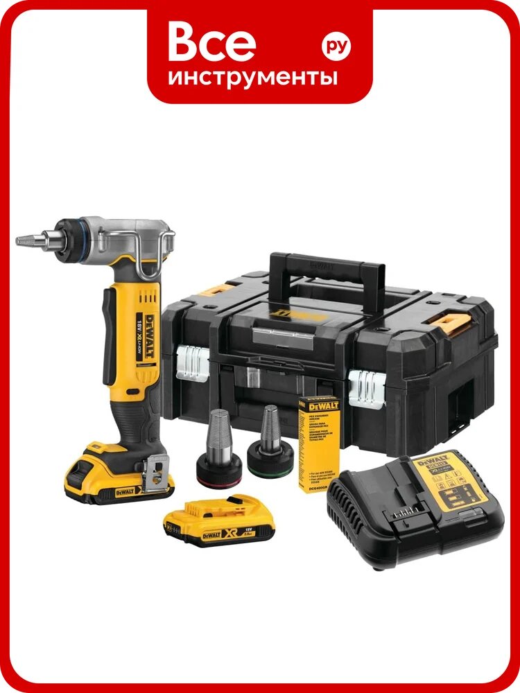 Аккумуляторный расширитель для труб DEWALT DCE400D2, 18 В, 60 ход/мин, до 25 мм, с 2 АКБ 2 Ач и ЗУ, в кейсе TSTAK DCE400D2-QW