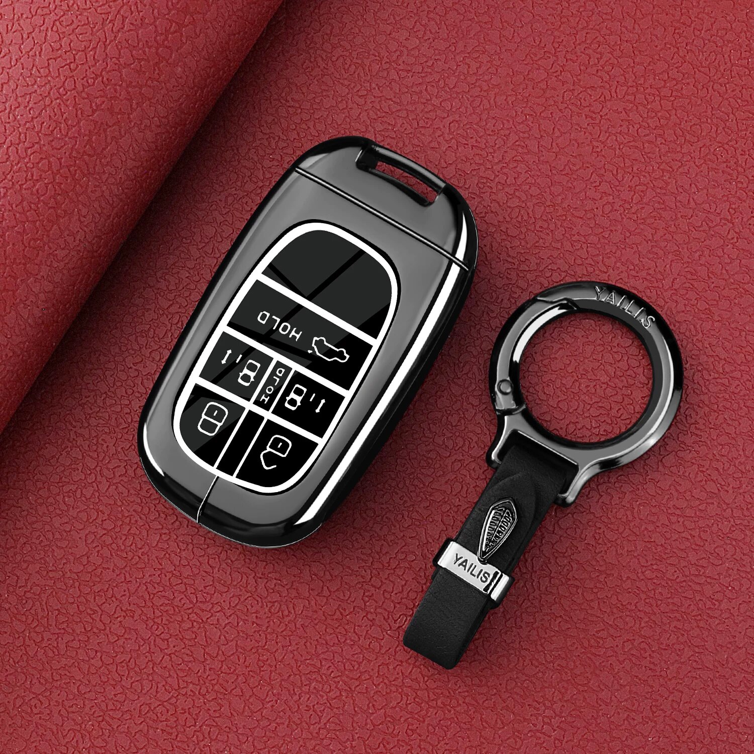 Золотой ключевой чехол из металла с кожаным кольцевым замком для Honda Odyssey 2016-2026 гг. гибридной версии
