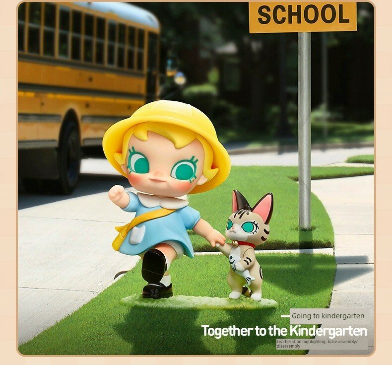 POPMART Baby Molly Серия Cat Fun PVC Фигурка Бокс-сюрприз, Милая Кошачья Фигурка для Коллекционирования, Пойдем в