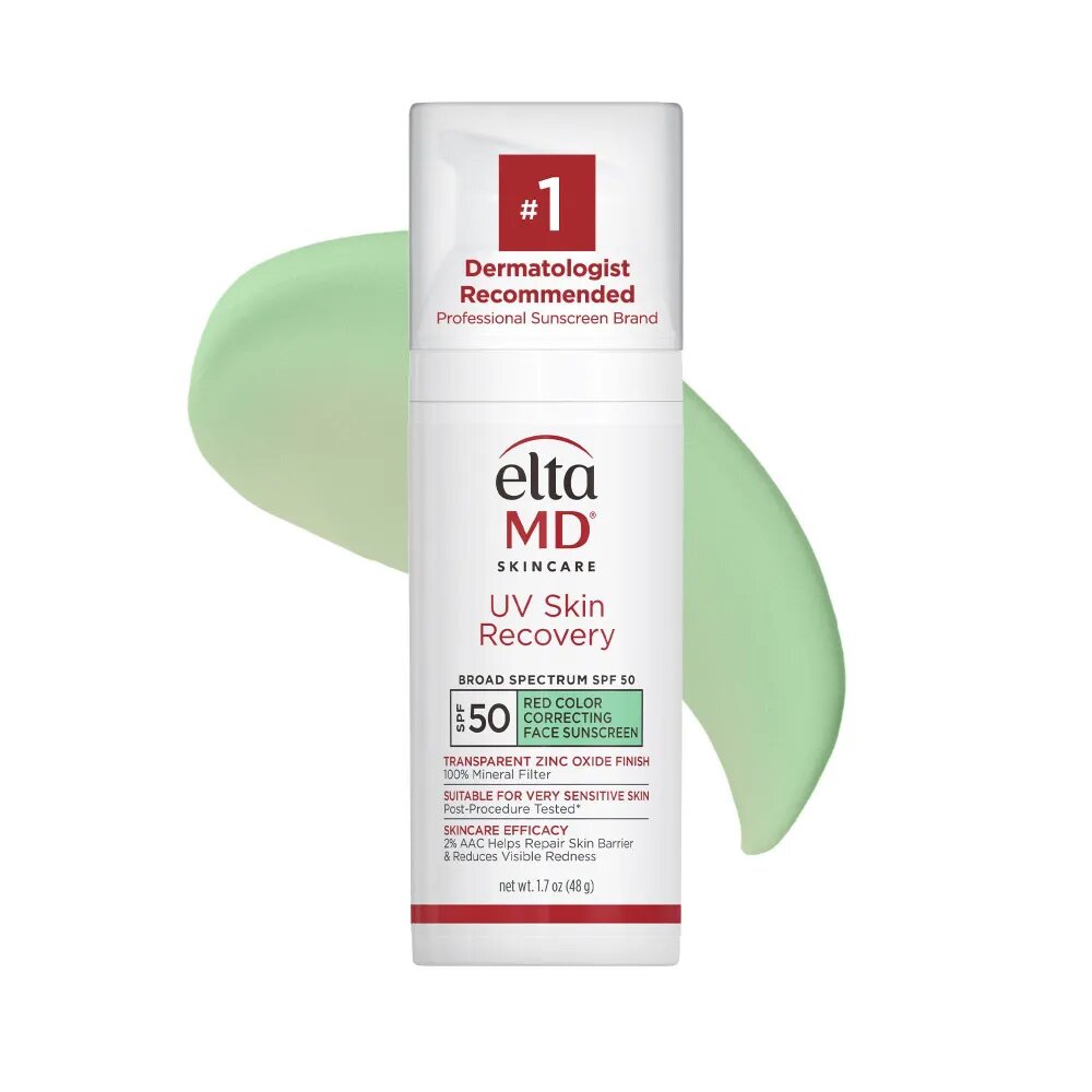 Солнцезащитный крем для лица EltaMD UV Skin Recovery с оксидом цинка, содержащий только минеральные компоненты, безопасен для чувствительной кожи, SPF 50.